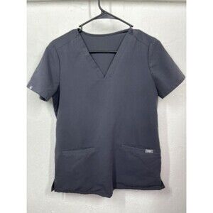 FIGS TECHNICAL COLLECTION GRAY TOP SCRUBS UNIFORM SIZE XS WOMENS